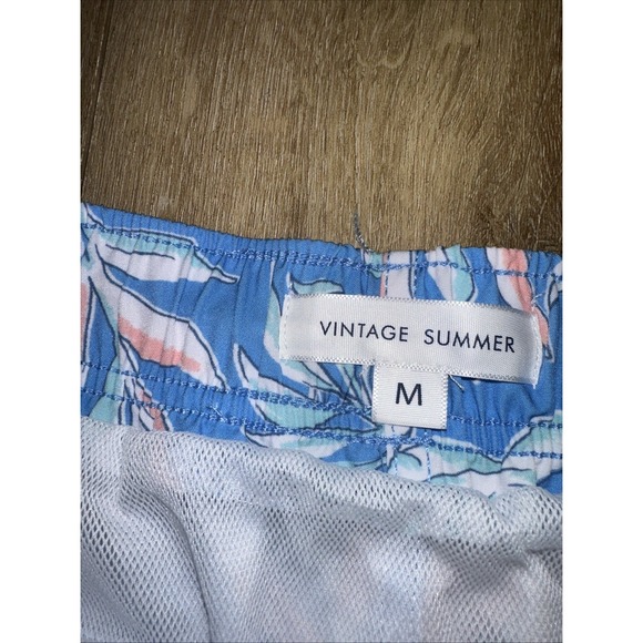 Vintage Summer Men's‎ Hawaiian Turtle Swim Shorts Mesh Brief Blue Medium - Picture 6 of 15